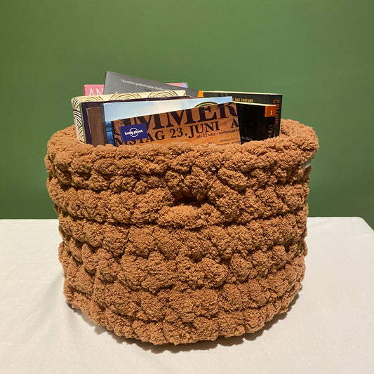 Taupe Crochet Basket (Medium)
